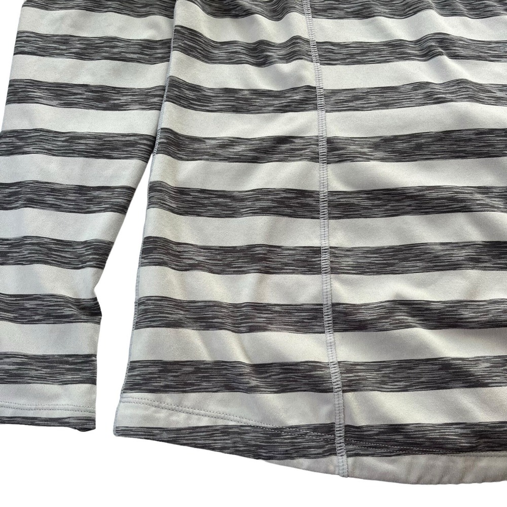 Lukka Women's L Grey Turquoise Striped Full Zip Thumbholes Active Hoodie Sporty - Picture 15 of 16